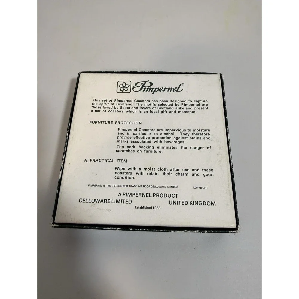Vintage Pimpernel Edinburgh Scotland Coasters Set of 4 Cork Backed in Box